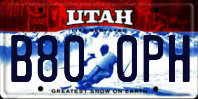 UT license plate B800PH