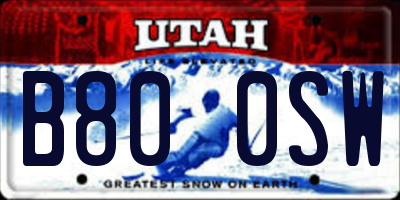 UT license plate B800SW