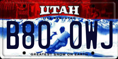 UT license plate B800WJ