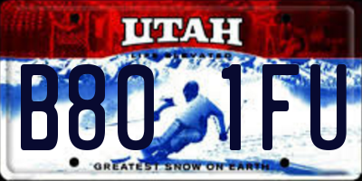UT license plate B801FU