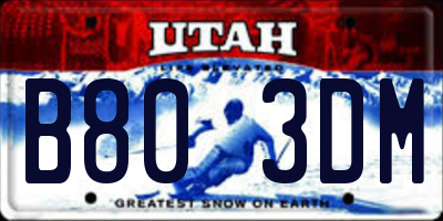 UT license plate B803DM