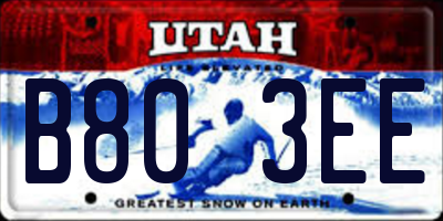 UT license plate B803EE