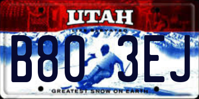 UT license plate B803EJ