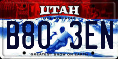 UT license plate B803EN