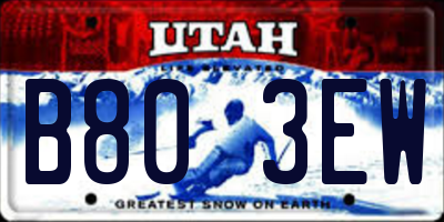 UT license plate B803EW