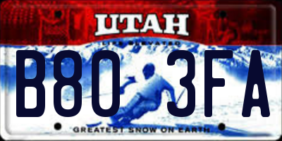 UT license plate B803FA