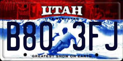UT license plate B803FJ