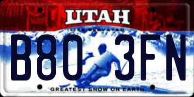 UT license plate B803FN
