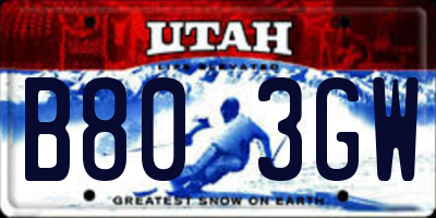 UT license plate B803GW