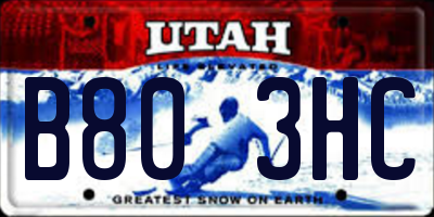 UT license plate B803HC