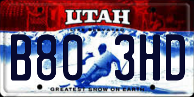 UT license plate B803HD