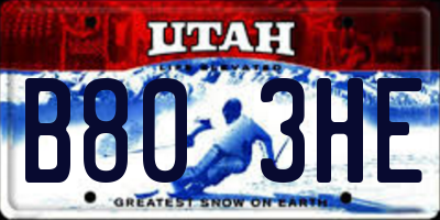 UT license plate B803HE