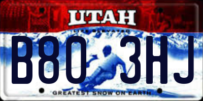 UT license plate B803HJ
