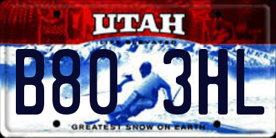 UT license plate B803HL