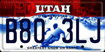 UT license plate B803LJ