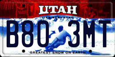 UT license plate B803MT