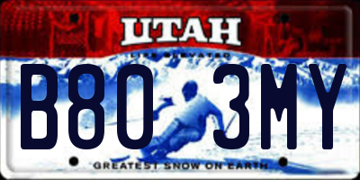 UT license plate B803MY
