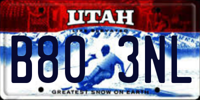 UT license plate B803NL