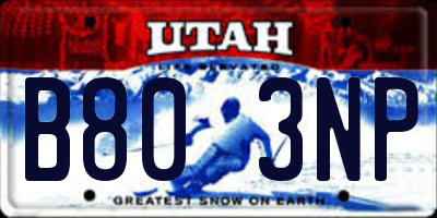 UT license plate B803NP