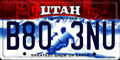 UT license plate B803NU