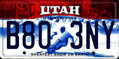 UT license plate B803NY