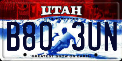 UT license plate B803UN