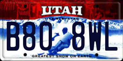 UT license plate B808WL