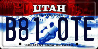 UT license plate B810TE