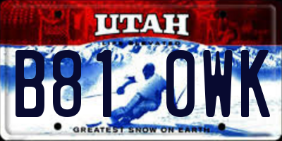 UT license plate B810WK