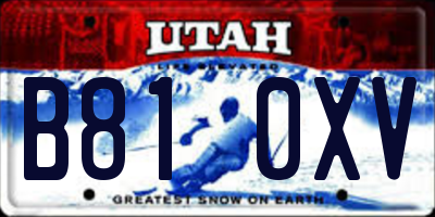 UT license plate B810XV