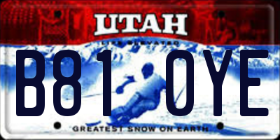 UT license plate B810YE