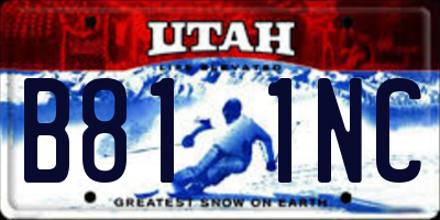 UT license plate B811NC