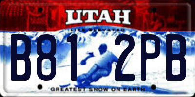 UT license plate B812PB