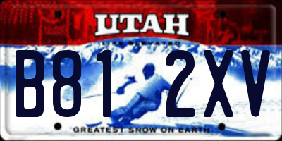 UT license plate B812XV