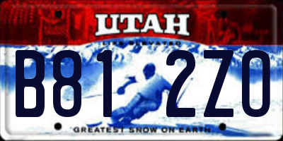 UT license plate B812ZO