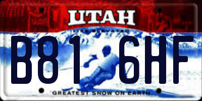 UT license plate B816HF