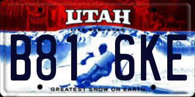 UT license plate B816KE