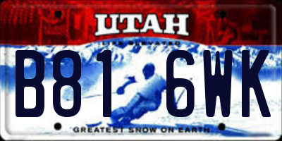 UT license plate B816WK