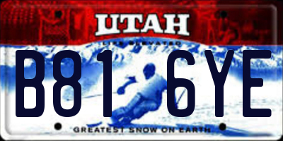 UT license plate B816YE