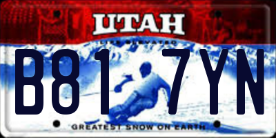 UT license plate B817YN