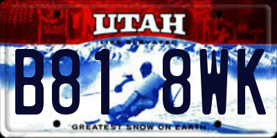 UT license plate B818WK
