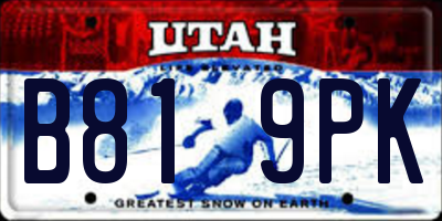 UT license plate B819PK