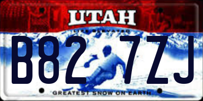 UT license plate B827ZJ