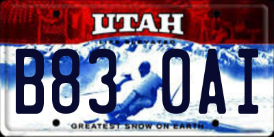 UT license plate B830AI