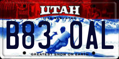 UT license plate B830AL