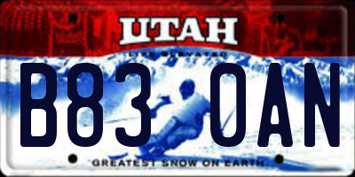 UT license plate B830AN