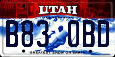 UT license plate B830BD