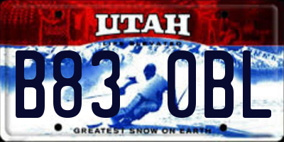 UT license plate B830BL