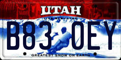 UT license plate B830EY