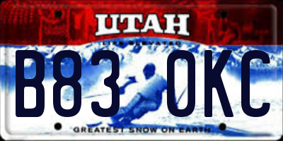 UT license plate B830KC